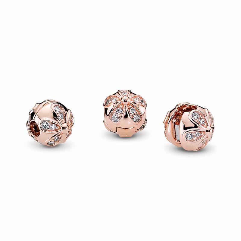 Pandora Rose™ Dazzling Daisies Clip Charm Ireland - Pandora Rose/Cubic Zirconia - 519870KIL